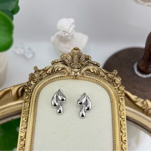 Silver Abstract Drop Earrings – Stainless Steel